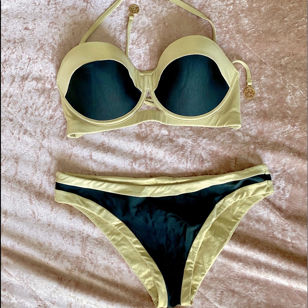 Luli fama black and gold bikini size M/L